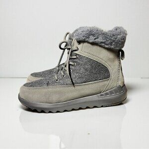 🌻NEW w/Box Bearpaw Cheryl Women’s Black/Gray Suede Mid-Calf Winter Boots Size 7